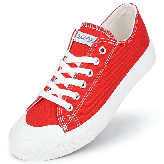 JENN ARDOR Women's Canvas Sneakers Low Lace-up Casual Shoes Comfortable Walking Flats