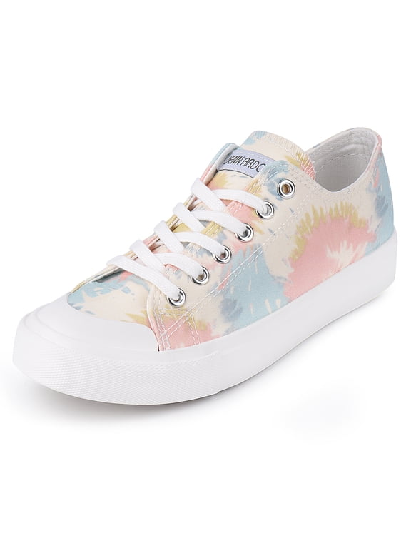 Women's Canvas Shoes Lace up Flat Sneakers Comfort Casual Walking Shoes School Shoe