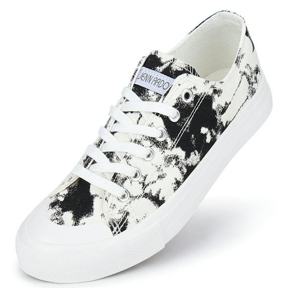 JENN ARDOR Women's Canvas Sneakers Low Top Shoes Clearance Women Shoes Black Print Size 10