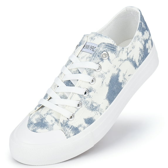 JENN ARDOR Women's Canvas Sneakers Low Top Shoes Clearance Women Shoes Blue Print Size 7.5