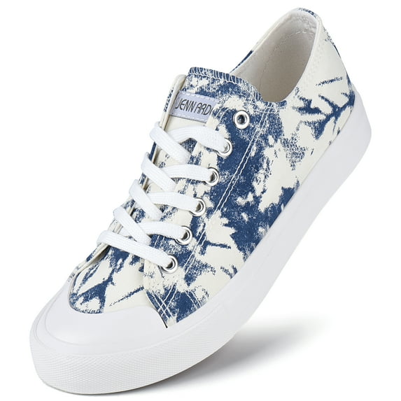 JENN ARDOR Women's Canvas Sneakers Low Top Shoes Clearance Women Shoes Drak Blue Print Size 9.5