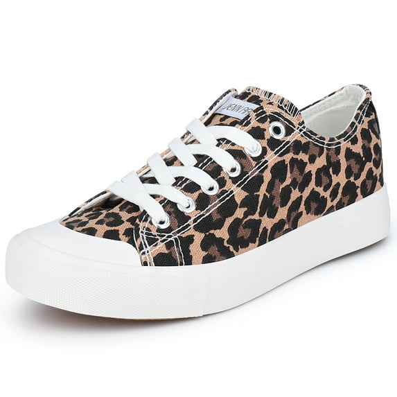 JENN ARDOR Women's Canvas Sneakers Low Top Shoes Clearance Women Shoes Leopard Print Size 10