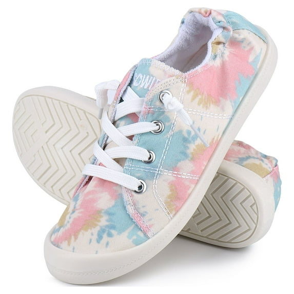JENN ARDOR Women's Canvas Sneakers Rubber sole Fashion Shoes Canvas Upper Low Top Lace up Casual Walking Running Shoes (SLP-9)