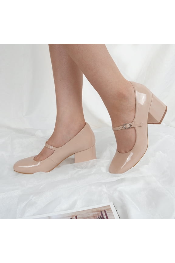 Women's Chunky Block Low Heel Dress Shoes Closed Toe Mary Jane Work Pumps Shoes
