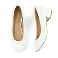 thumbnail image 1 of JENN ARDOR Women's Chunky Block Low Heels Bow Round Closed Toe Slip-On Bridal Wedding Dress Ballet Pumps Shoes, 1 of 5