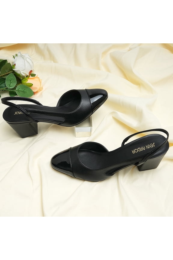 Women's Closed Toe Chunky Heels Slingback Pumps Block Dress Shoes 2.5 inch
