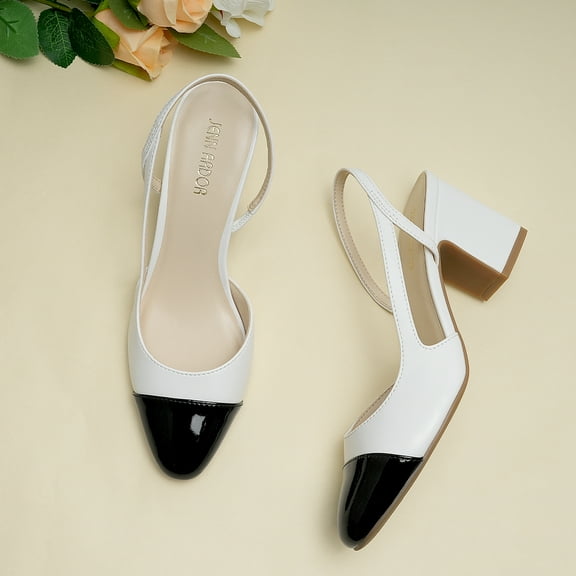 JENN ARDOR Women's Closed Toe Chunky Heels Slingback Pumps Block Dress Shoes 2.5 inch