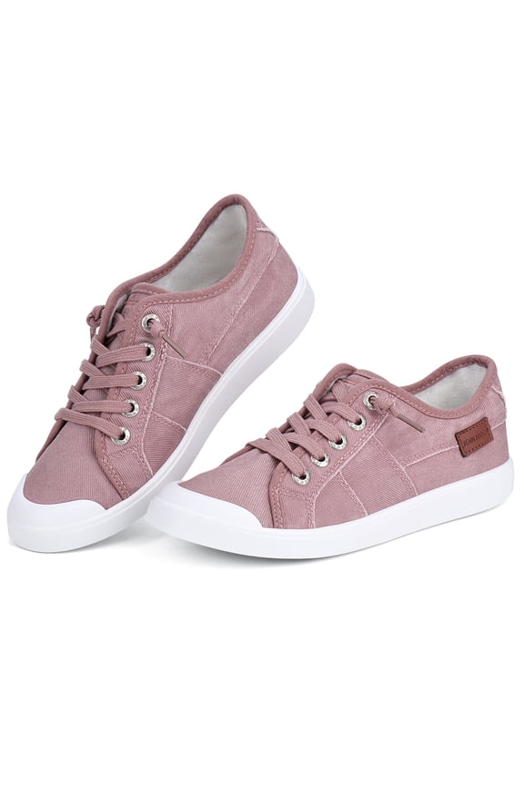 Women's Fashion Canvas Shoes Casual Low Top Lace Up Comfort Sneakers Breathable Platform Loafers Walking Flats