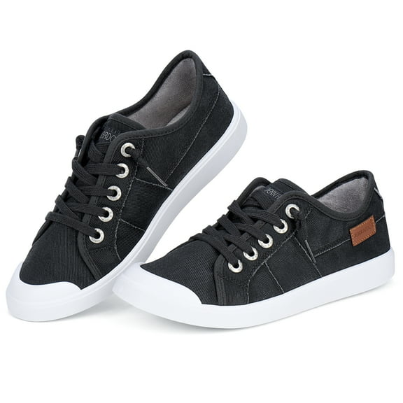 JENN ARDOR Women's Fashion Canvas Shoes Casual Low Top Lace Up Comfort Sneakers Breathable Platform Loafers Walking Flats