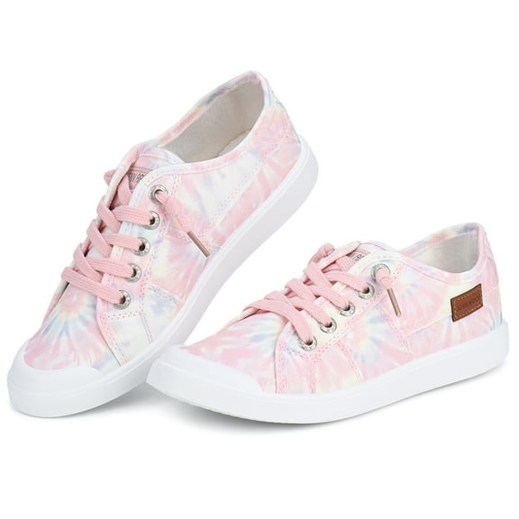 JENN ARDOR Women's Fashion Canvas Shoes Casual Low Top Lace Up Comfort Sneakers Breathable Platform Loafers Walking Flats