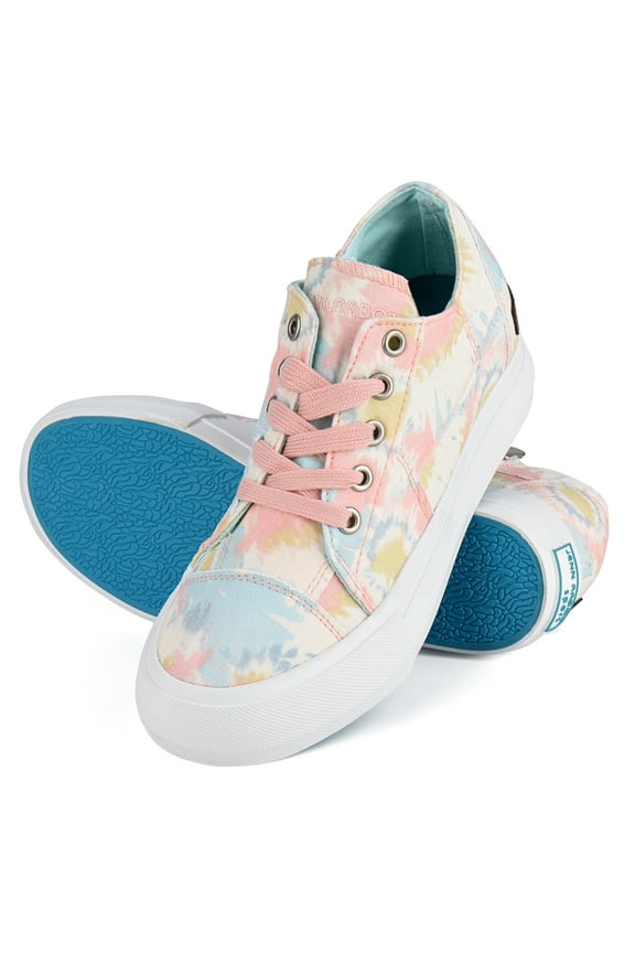 Women's Fashion Platform Sneakers Low Top Canvas Flats Lace-up Side Zipper Casual Comfortable Walking Shoes