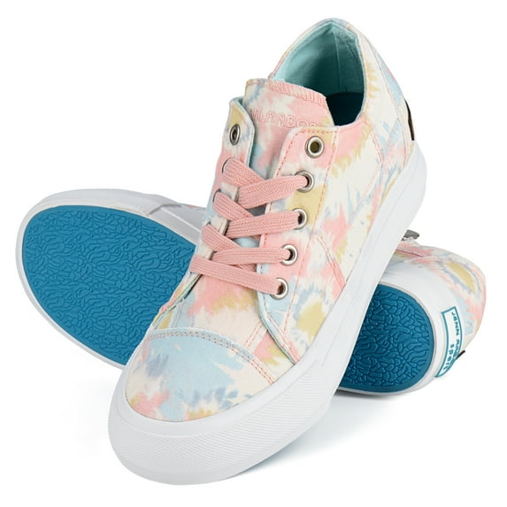 JENN ARDOR Women's Fashion Platform Sneakers Low Top Canvas Flats Lace-up Side Zipper Casual Comfortable Walking Shoes