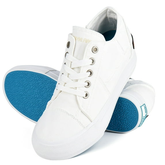 JENN ARDOR Women's Fashion Platform Sneakers Low Top Canvas Flats Lace-up Side Zipper Casual Comfortable Walking Shoes