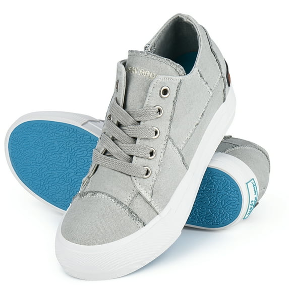 JENN ARDOR Women's Fashion Platform Sneakers Low Top Canvas Flats Lace-up Side Zipper Casual Comfortable Walking Shoes