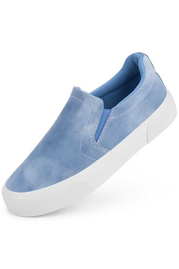 Women's Fashion Sneakers Classic Slip On Flats Perforated Soft Canvas Walking Shoes