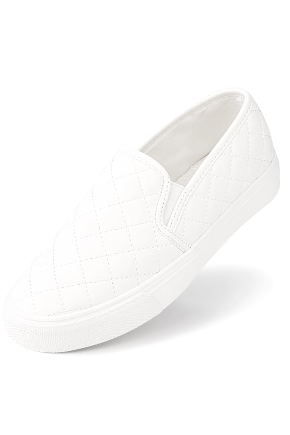 Women’s Fashion Sneakers Classic Slip on Flats Comfortable Walking Sports Casual Shoes Quilted Casual Shoes