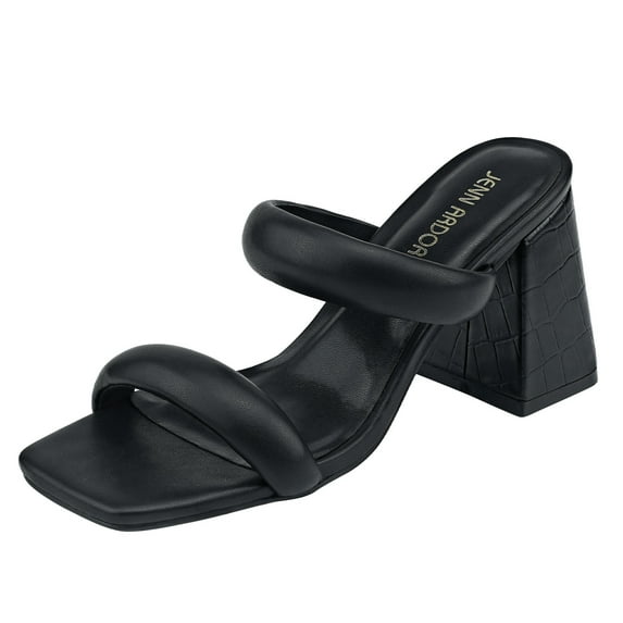 JENN ARDOR Women's Heeled Sandals Chunky Heel Square Toe Strappy Sandals for Women Mules Heels Comfortable Slide Dress Sandals