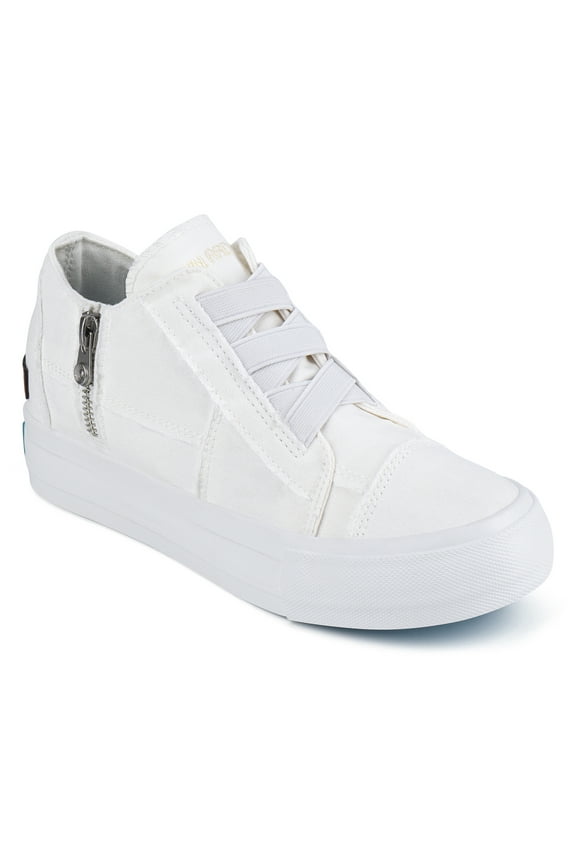 Women's Hidden Wedge Canvas Sneakers Slip on Platform Walking Shoes with Side Zipper