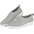 thumbnail image 1 of Women's Lightweight Slip-on Shoes Breathable Casual Walking Orthopedic Walking Shoes Platform Casual Shoes with Glitter Rhinestone,Grey, 1 of 8