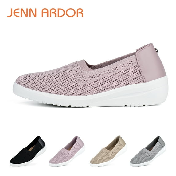 JENN ARDOR Women's Mesh Casual Flats Shoes Trainers Slip on Walking Breathable Sport Sneakers Casual Loafers,Pink,Size 9.5