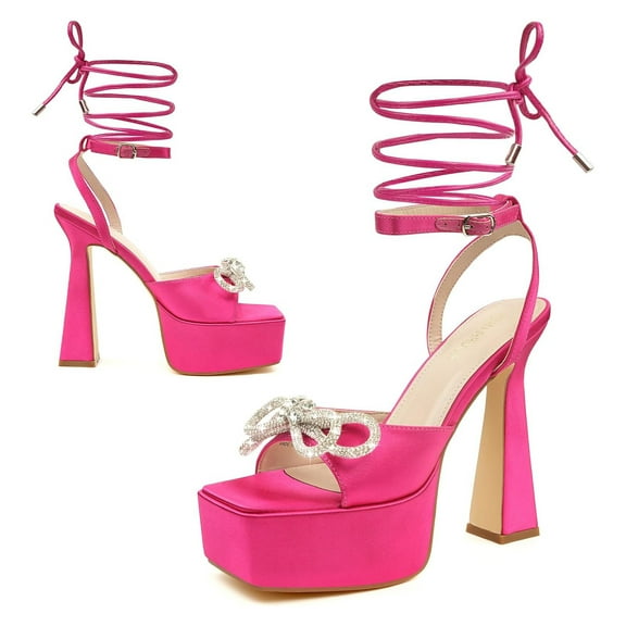 JENN ARDOR Women's Platform Heels Lace Up High Strappy Pumps 5 inch