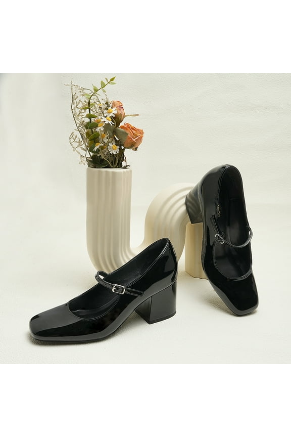 Women's Pumps Low Heel Dress Shoes for Women Closed Toe Chunky Mary Jane Work Pumps Shoes Oxfords