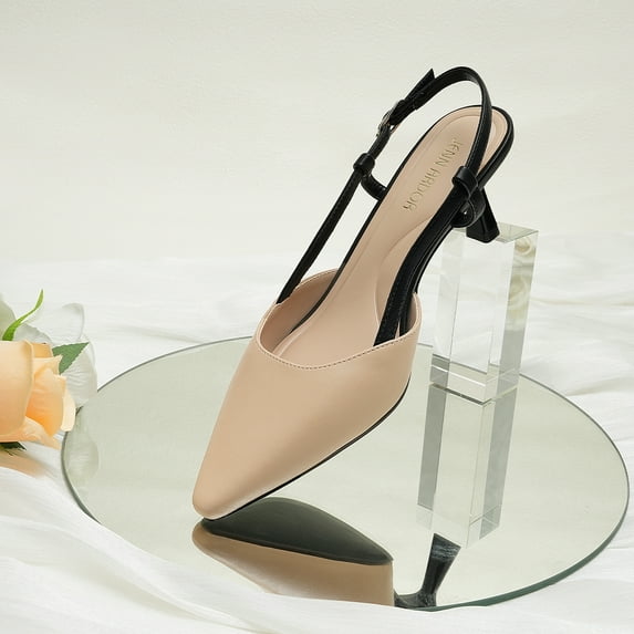 JENN ARDOR Women's Slingback Kitten Heel Closed Pointed Toe Dress Pumps Shoes