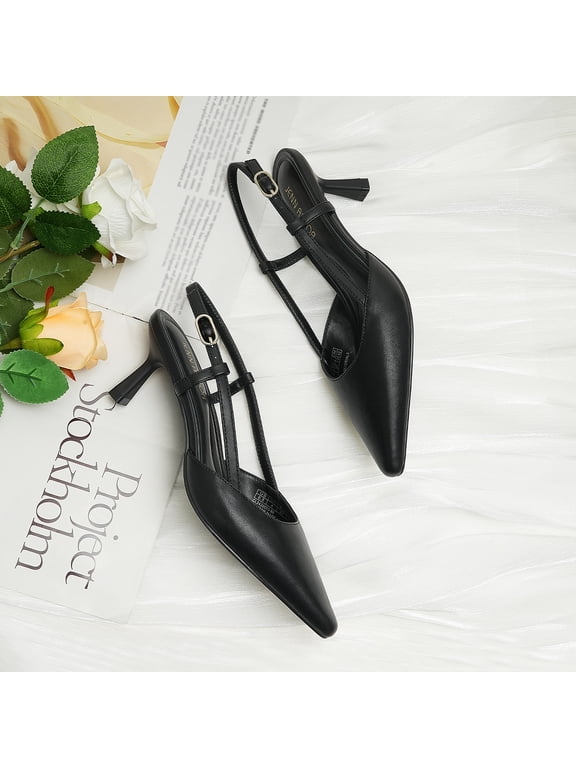 Women's Slingback Kitten Heel Closed Pointed Toe Dress Pumps Shoes