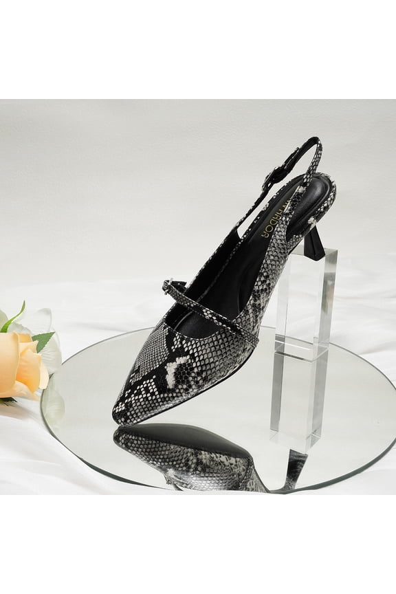Women's Slingback Kitten Heels Pointed Closed Toe Buckle Strap Stiletto