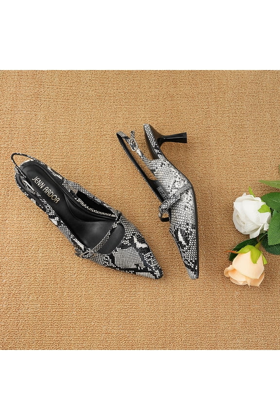 Women's Slingback Kitten Heels Pointed Closed Toe Buckle Strap Stiletto