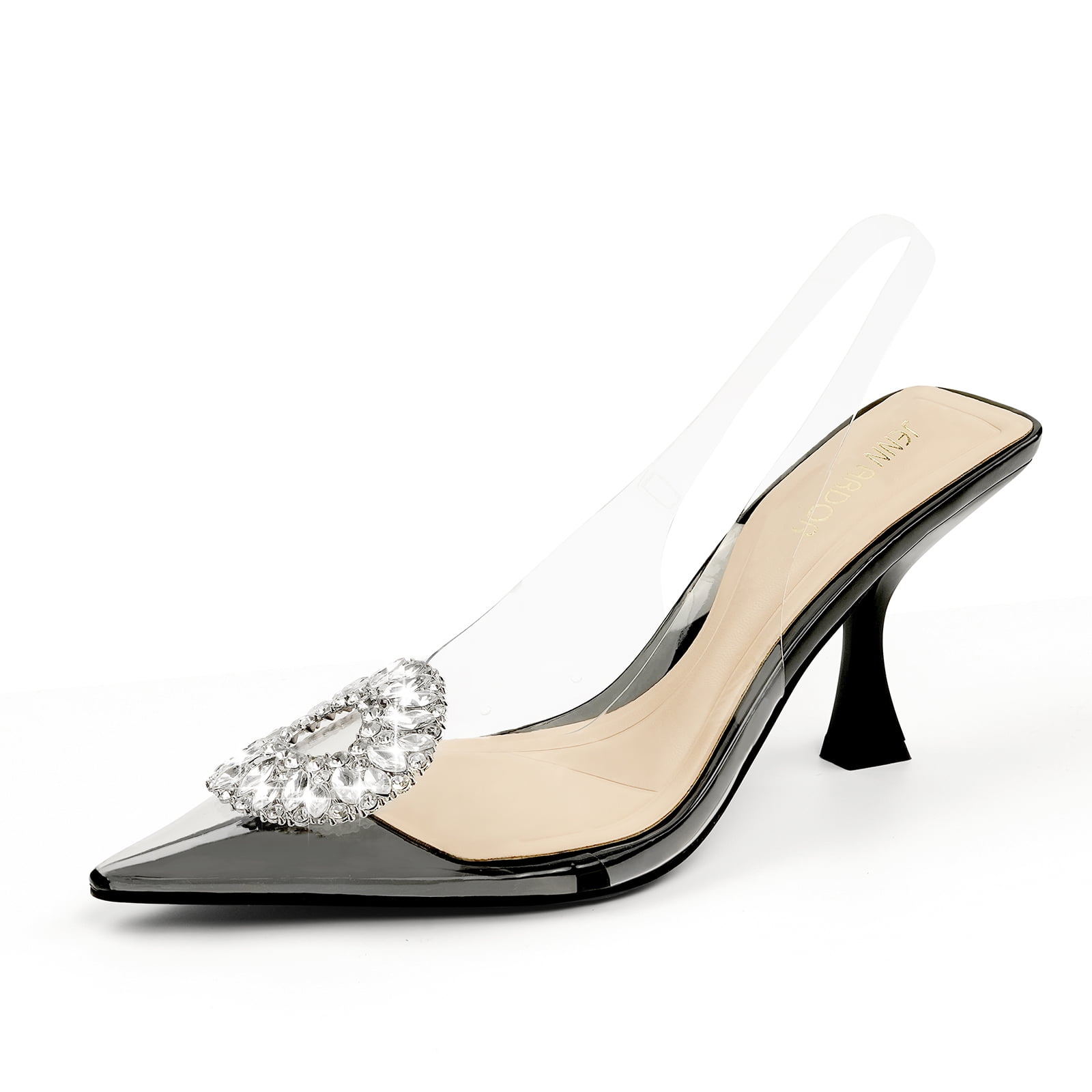 JENN ARDOR Women's Slingback Pointed Closed Toe Heels with Rhinestones ...