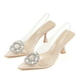 thumbnail image 1 of JENN ARDOR Women's Slingback Pointed Closed Toe Heels with Rhinestones 3 inch Comfortable Stiletto Sandals Pumps Wedding Party Dress Shoes, 1 of 4