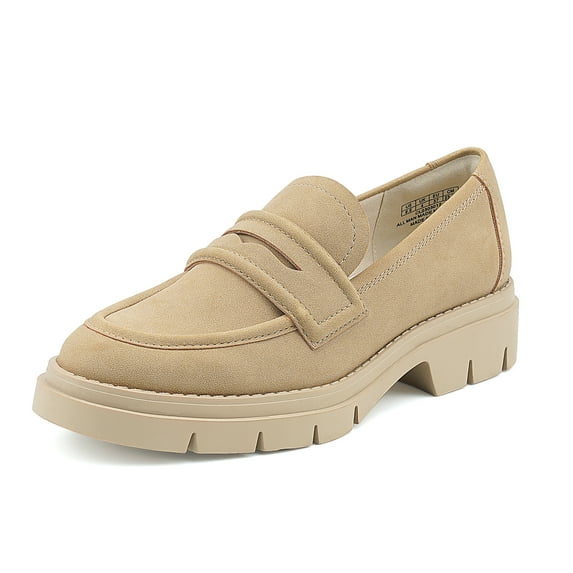 JENN ARDOR Women's Slip On Lug Sole Penny Loafer