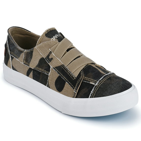 JENN ARDOR Women's Slip On Sneakers No Laces Elastic Low Top Canvas Sneakers Trendy Flats