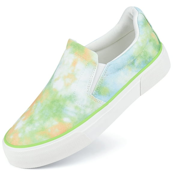 JENN ARDOR Women's Fashion Sneakers Classic Slip On Flats Perforated Soft Canvas Walking Shoes