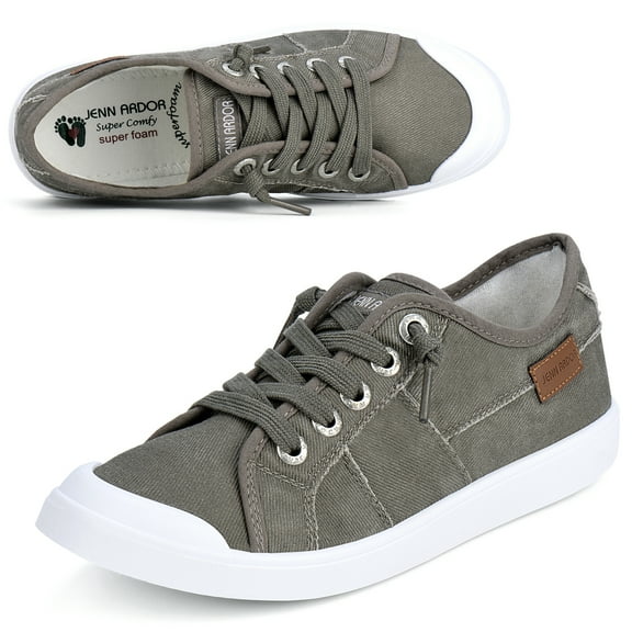 JENN ARDOR Women's Slip on Shoes Non Slip Fashion Canvas Sneakers Low Top Casual Shoes US Color Gray, Size 6.5