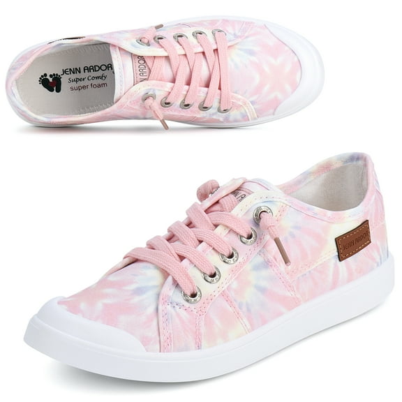 JENN ARDOR Women's Slip on Shoes Non Slip Fashion Canvas Sneakers Low Top Casual Shoes US Color Tie-dye Pink, Size 9.5