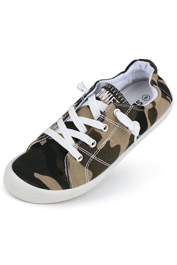 Women's Sneakers Canvas Low Top Lace Up Slip On Shoes Fashion Casual Comfortable Walking Flats Non Slip Platform Loafers