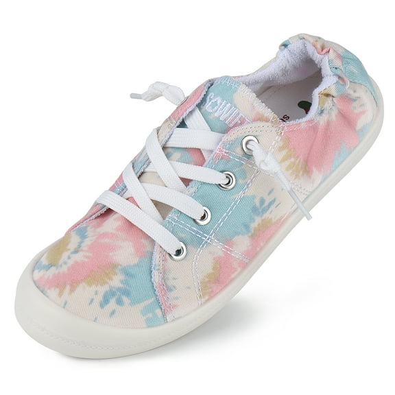 JENN ARDOR Women's Sneakers Canvas Low Top Lace Up Slip On Shoes Fashion Casual Comfortable Walking Flats Non Slip Platform Loafers