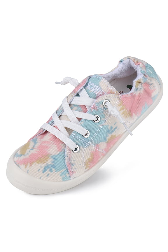 Women's Sneakers Canvas Low Top Lace Up Slip On Shoes Fashion Casual Comfortable Walking Flats Non Slip Platform Loafers