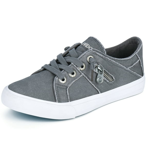 JENN ARDOR Women's Splicing Canvas Shoes Low Top Classic Slip-On Lightweight Comfort Fashion Sneakers with Lace Up Style Loafers for Walking