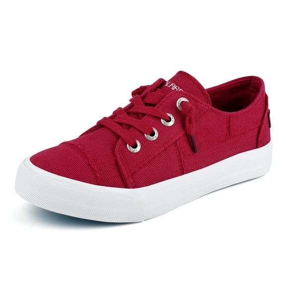 JENN ARDOR Womens Canvas Shoes Lace-up Fashion Sneakers Walking Shoes Flats