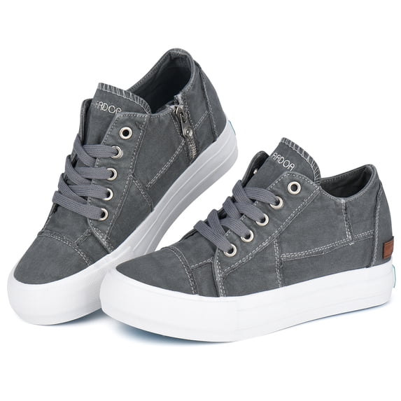 JENN ARDOR Womens Canvas Shoes Lace up Sneakers Fashion Casual Walking Shoe Zipper Decor