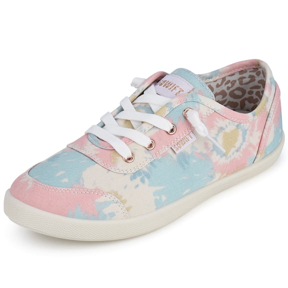 JENN ARDOR Womens Canvas Shoes Low Top Lace-up Sneaker Non-Slip Outdoor Walking Flat Shoes