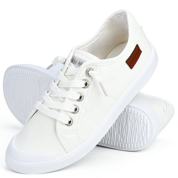 JENN ARDOR Womens Canvas Shoes Low Tops Lace up Fashion Sneakers Comfort Flat Shoe