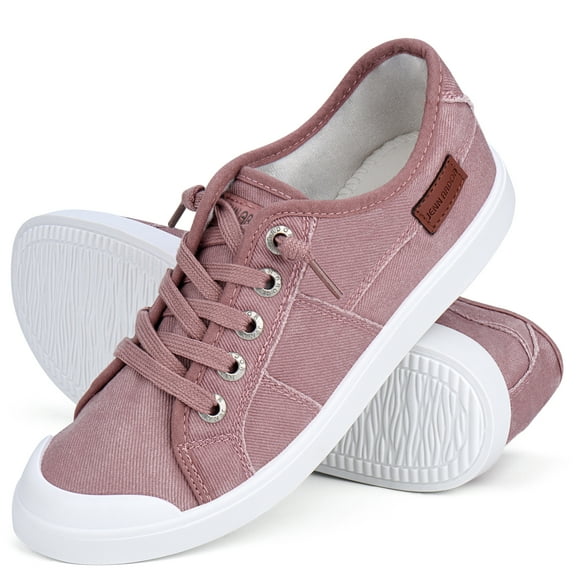 JENN ARDOR Womens Canvas Shoes Low Tops Lace up Fashion Sneakers Comfort Flat Shoe