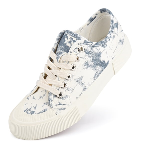 JENN ARDOR Womens Canvas Shoes Low Tops Lace up Fashion Sneakers
