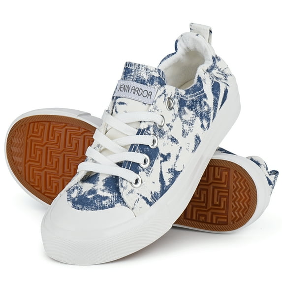 JENN ARDOR Womens Canvas Shoes Sneakers Low Top Tennis Shoes Elastic Collar Slip-on Back Shoes Casual Walking Shoes
