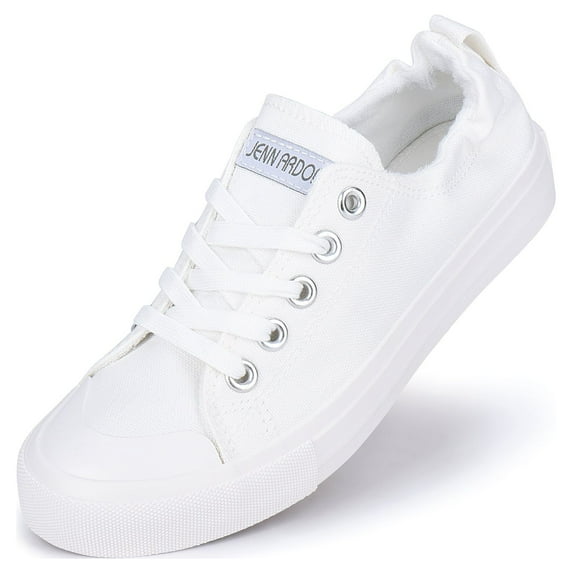 JENN ARDOR Women's Canvas Sneakers Low Lace-up Casual Shoes Comfortable Walking Flats
