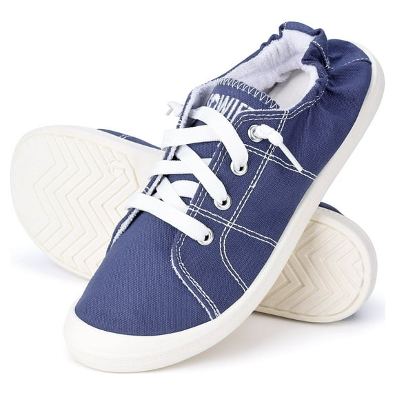 Womens Canvas Sneakers Adjustable Slip-On Low Top Walking Shoes Casual Comfort Shoes